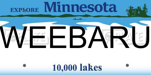 WEEBARU Minnesota License Plate