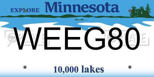 WEEG80 Minnesota License Plate