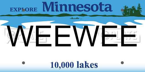 WEEWEE Minnesota License Plate