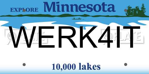 WERK4IT Minnesota License Plate