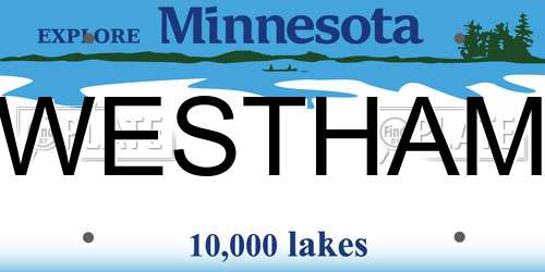 WESTHAM Minnesota License Plate