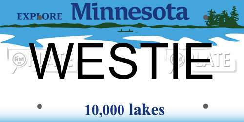 WESTIE Minnesota License Plate
