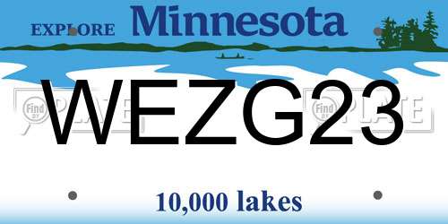 WEZG23 Minnesota License Plate