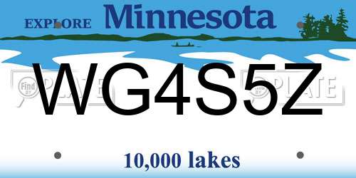 WG4S5Z Minnesota License Plate