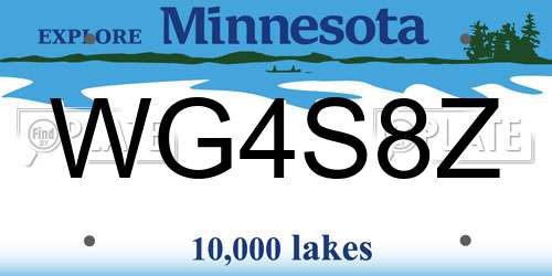 WG4S8Z Minnesota License Plate