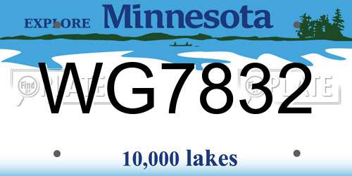 WG7832 Minnesota License Plate