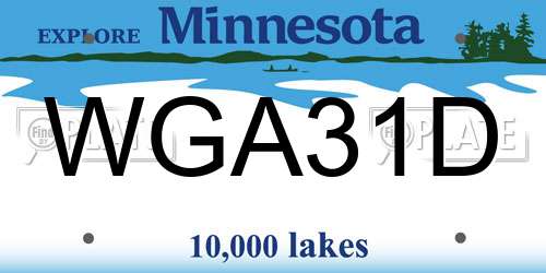 WGA31D Minnesota License Plate