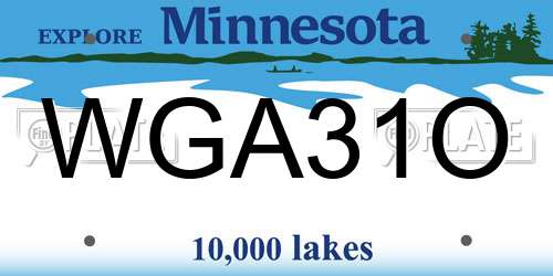 WGA31O Minnesota License Plate
