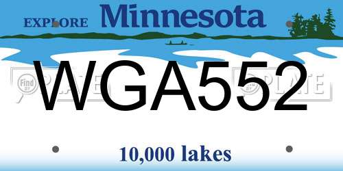 WGA552 Minnesota License Plate