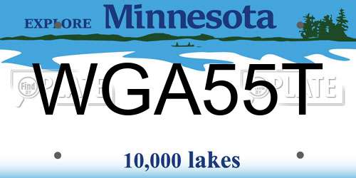 WGA55T Minnesota License Plate
