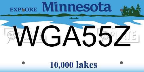WGA55Z Minnesota License Plate