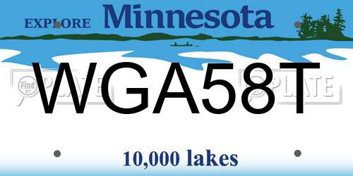 WGA58T Minnesota License Plate