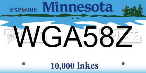 WGA58Z Minnesota License Plate