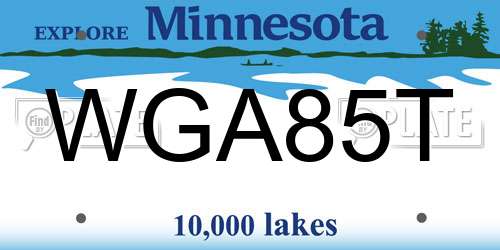 WGA85T Minnesota License Plate