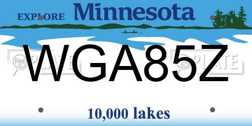 WGA85Z Minnesota License Plate