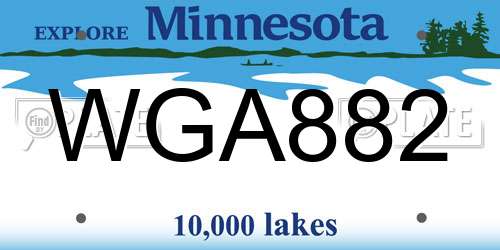 WGA882 Minnesota License Plate