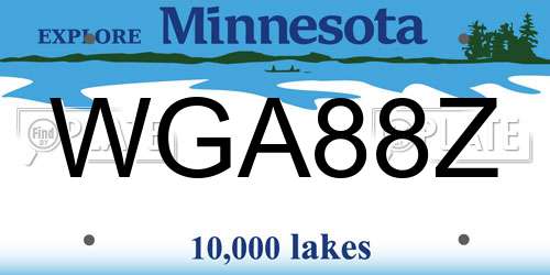 WGA88Z Minnesota License Plate