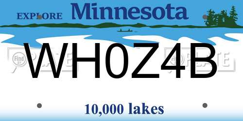 WH0Z4B Minnesota License Plate