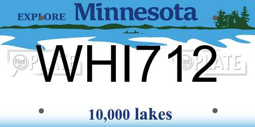 WHI712 Minnesota License Plate