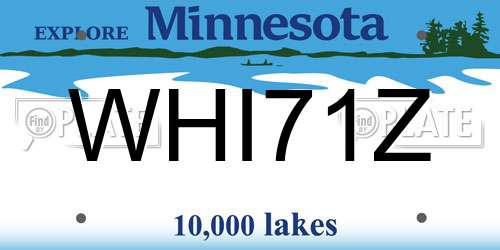 WHI71Z Minnesota License Plate