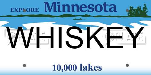 WHISKEY Minnesota License Plate