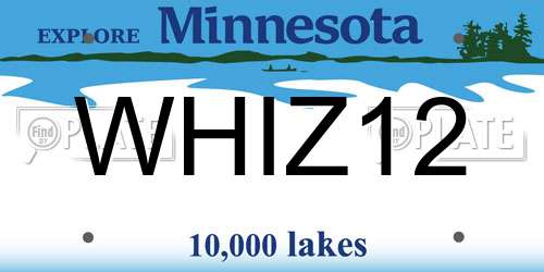 WHIZ12 Minnesota License Plate