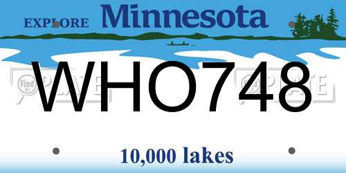 WHO748 Minnesota License Plate
