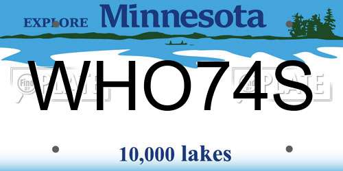 WHO74S Minnesota License Plate