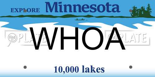 WHOA Minnesota License Plate