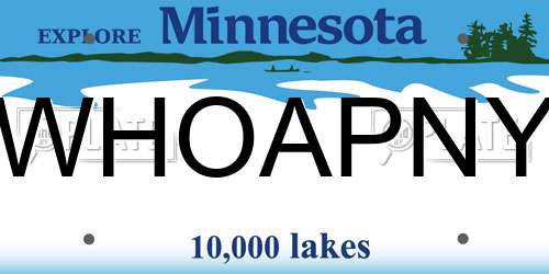WHOAPNY Minnesota License Plate