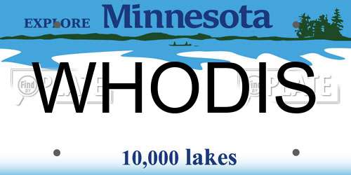 WHODIS Minnesota License Plate