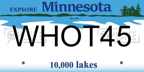 WHOT45 Minnesota License Plate