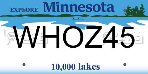 WHOZ45 Minnesota License Plate