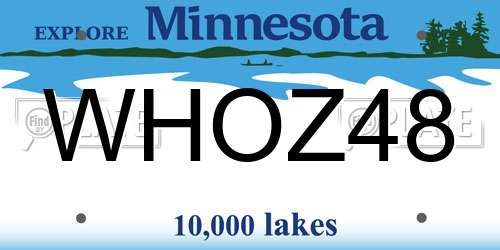 WHOZ48 Minnesota License Plate