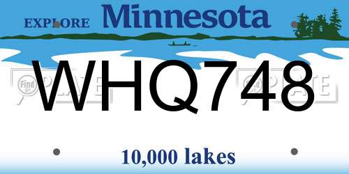 WHQ748 Minnesota License Plate