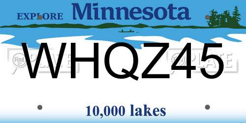 WHQZ45 Minnesota License Plate