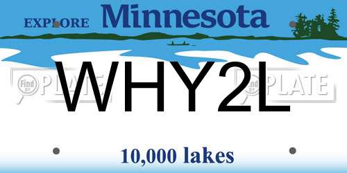 WHY2L Minnesota License Plate