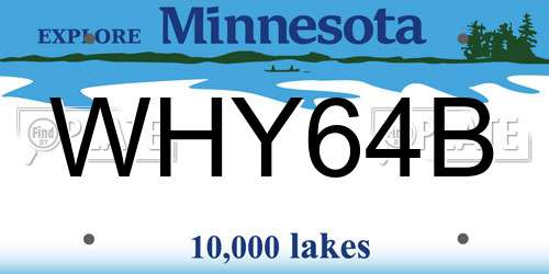 WHY64B Minnesota License Plate