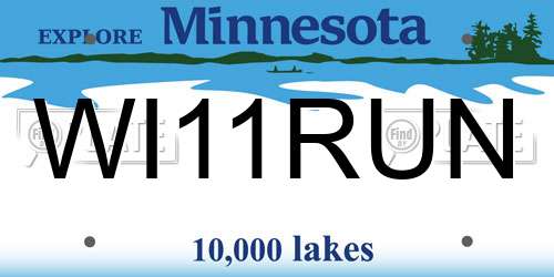 WI11RUN Minnesota License Plate