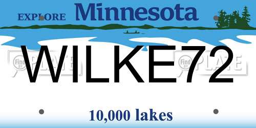 WILKE72 Minnesota License Plate