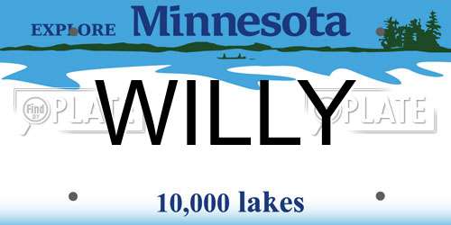 WILLY Minnesota License Plate