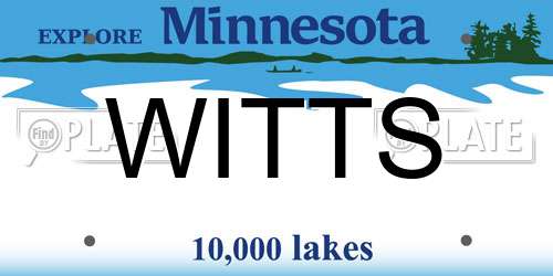 WITTS Minnesota License Plate