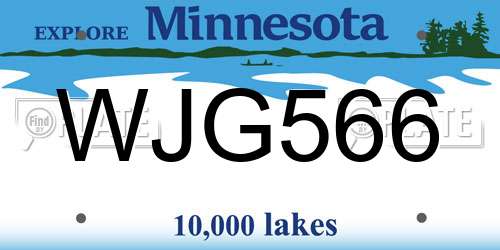 WJG566 Minnesota License Plate