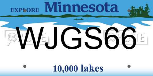 WJGS66 Minnesota License Plate