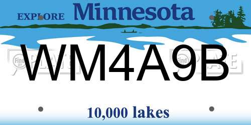 WM4A9B Minnesota License Plate