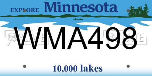 WMA498 Minnesota License Plate