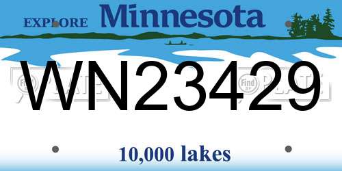 WN23429 Minnesota License Plate