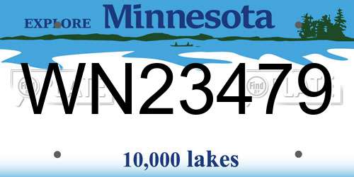 WN23479 Minnesota License Plate