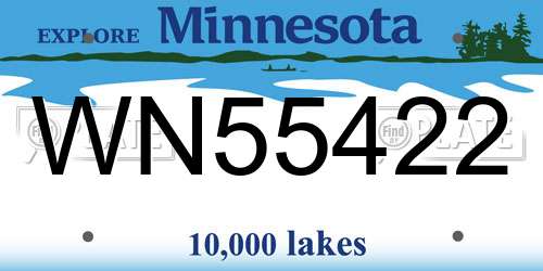 WN55422 Minnesota License Plate