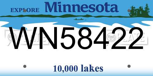 WN58422 Minnesota License Plate